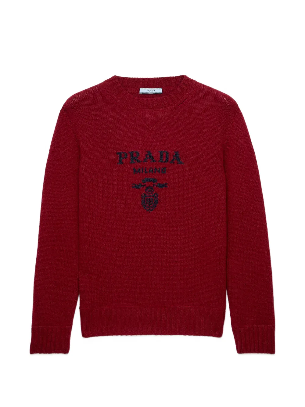 Prada cashmere and wool logo crew-neck sweater - Rosso