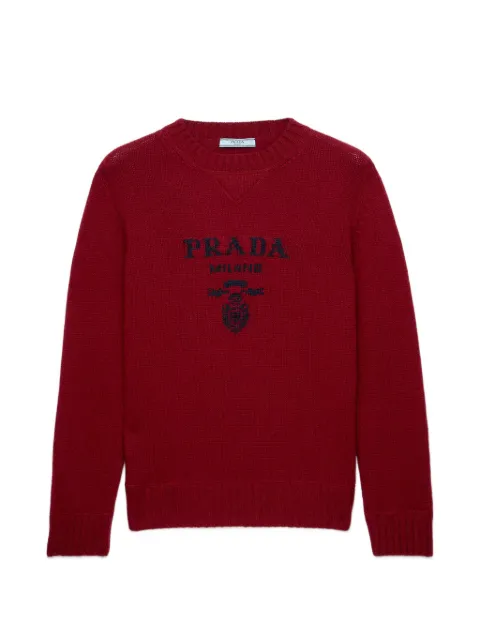 Prada Rundhals-Pullover mit Logo