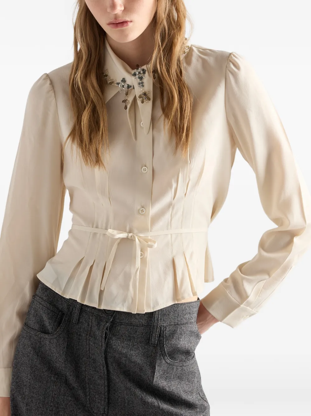 Prada Zijden blouse Beige