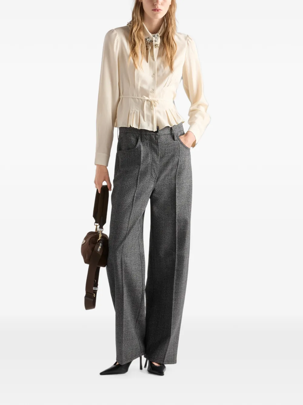Prada Zijden blouse Beige