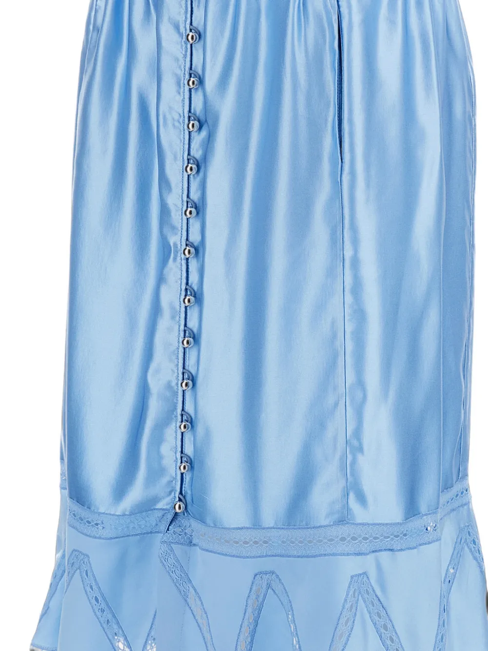 Rabanne lace-trim embroidered midi skirt Blauw