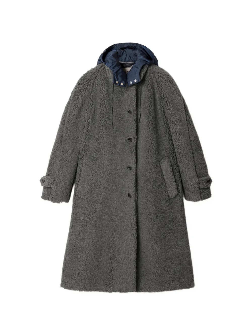 Miu Miu single-breasted fleece coat - Grigio