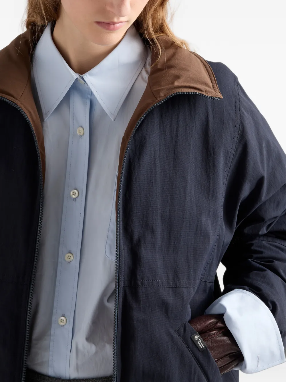 Prada Reversible Re-nylon Down Jacket In Blue