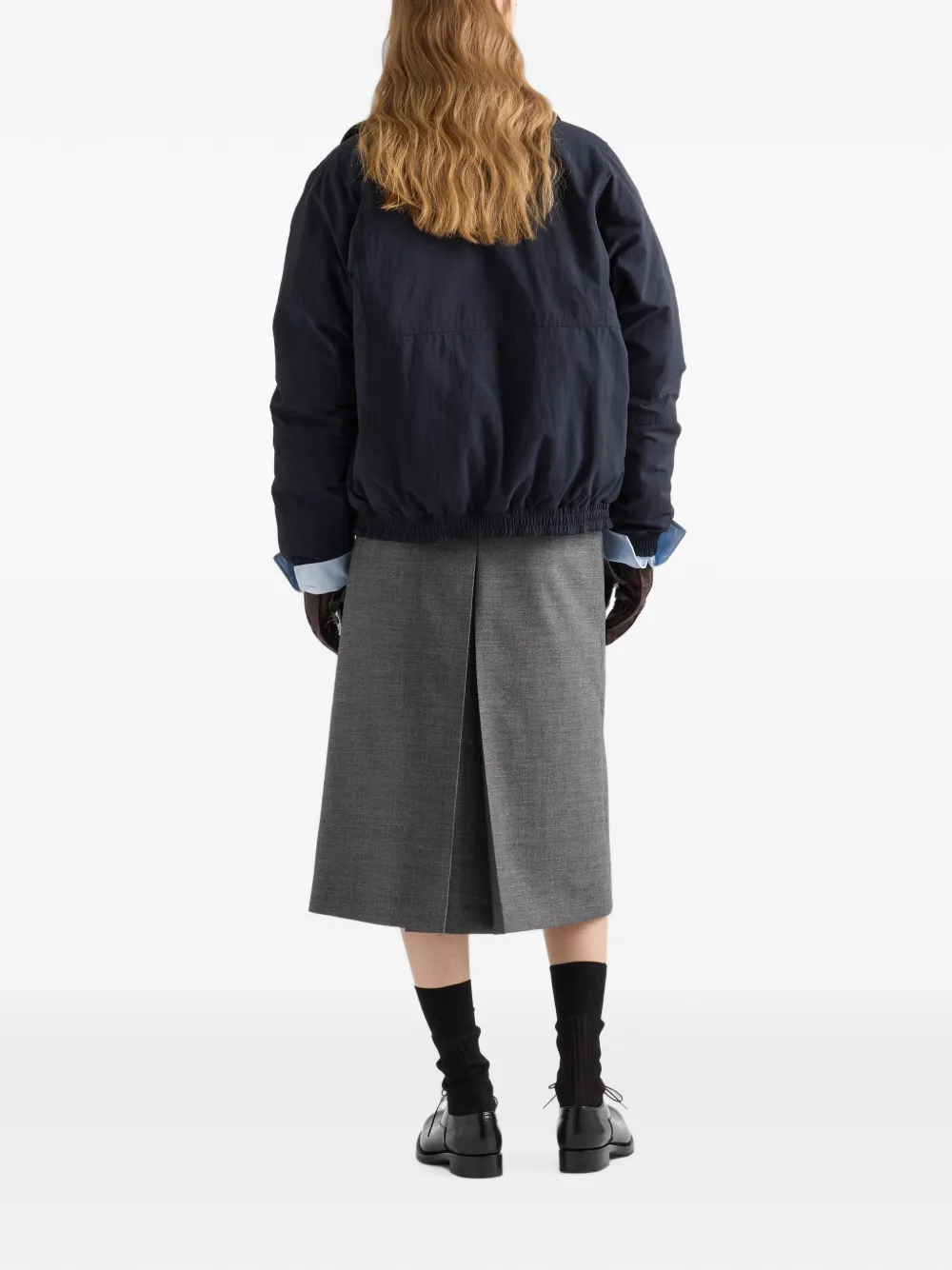 Prada Reversible Re-nylon Down Jacket In Blue