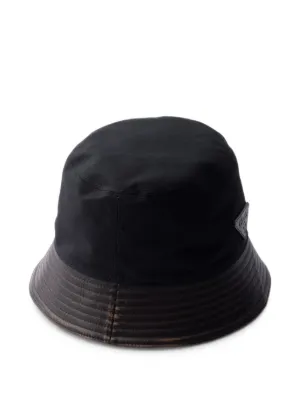 Prada Leather Bucket Hat | Black | FARFETCH