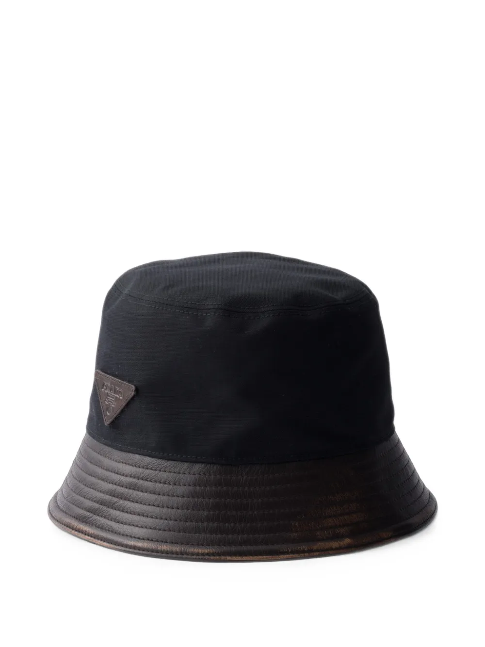 Prada technical cotton and leather bucket hat - Nero