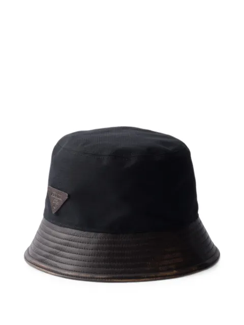Prada technical cotton and leather bucket hat