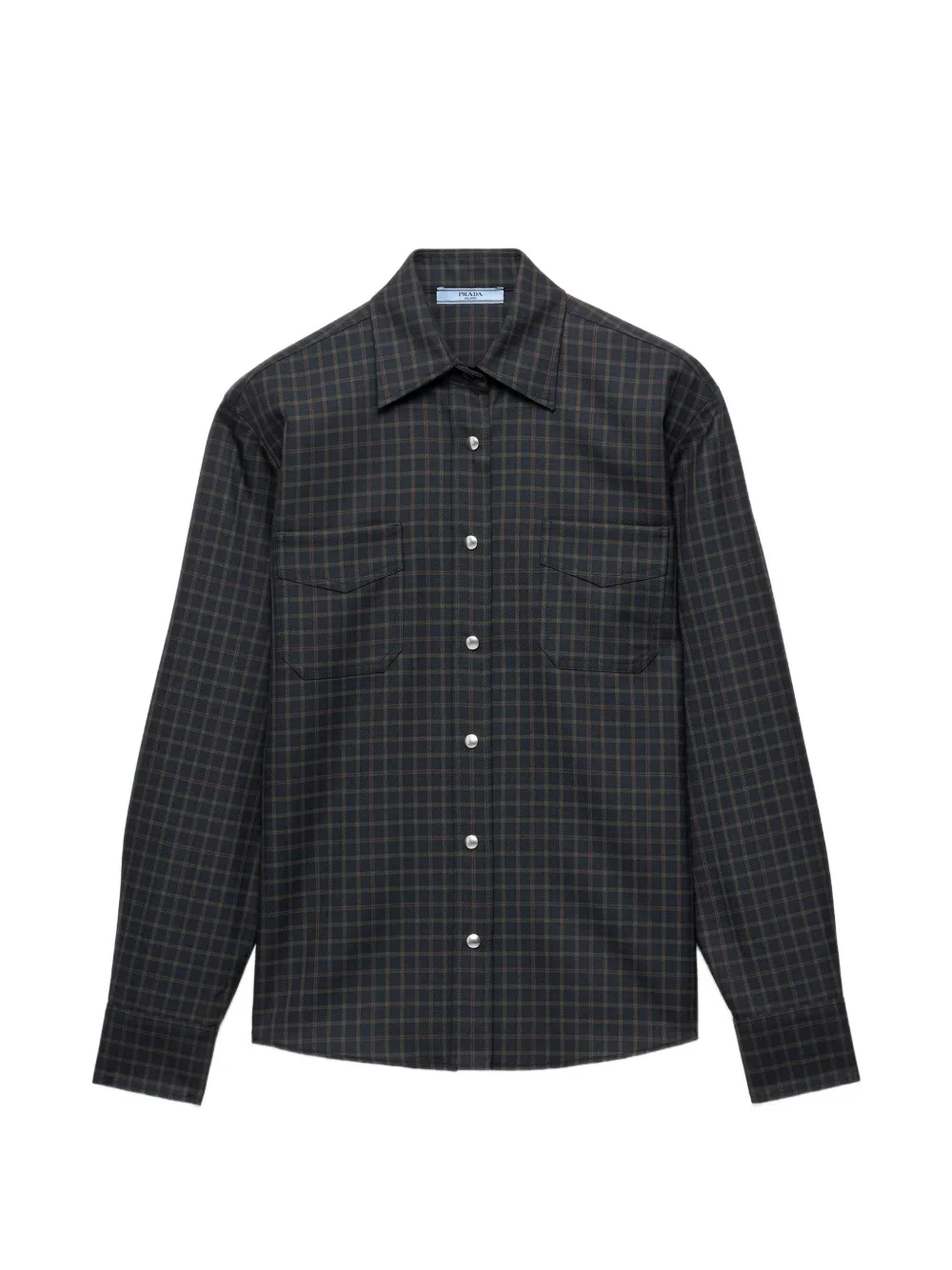 Prada checked wool shirt - Blu