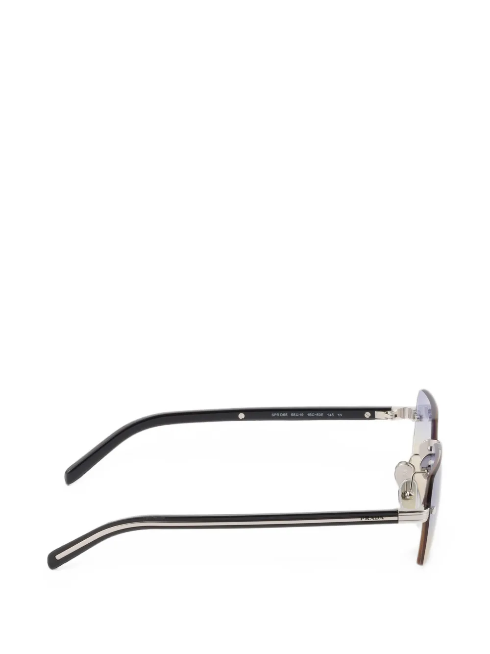 Prada Eyewear Zonnebril met het iconische metalen plakkaat Zilver