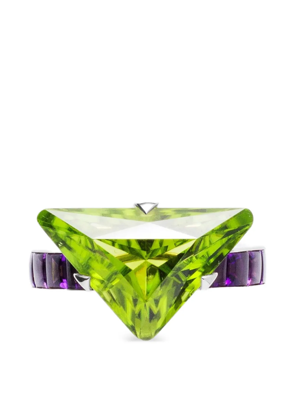 Prada Couleur Vivante peridot and amethyst solitaire ring - Argento