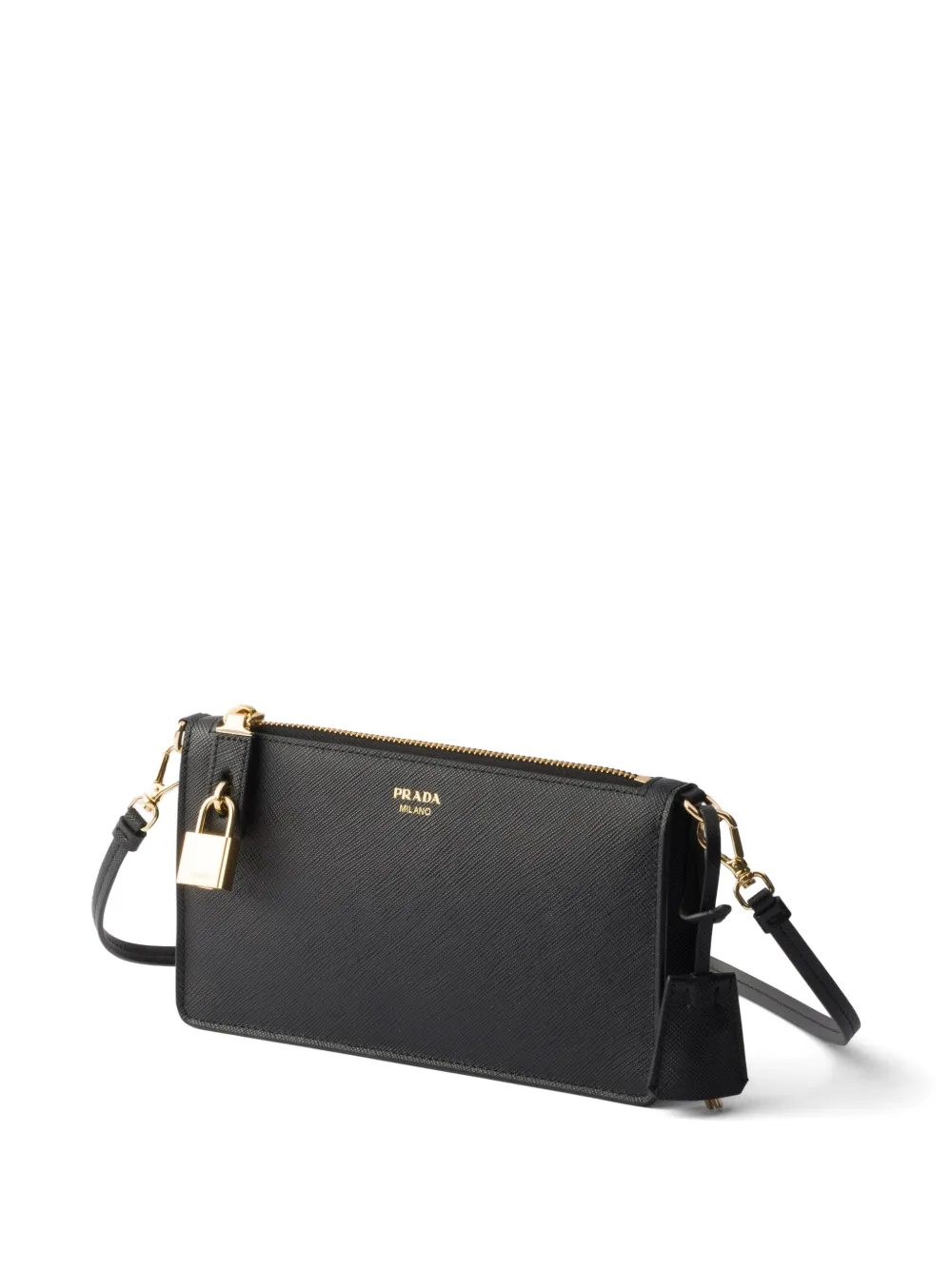 Prada Saffiano leren smartphone buidel Zwart