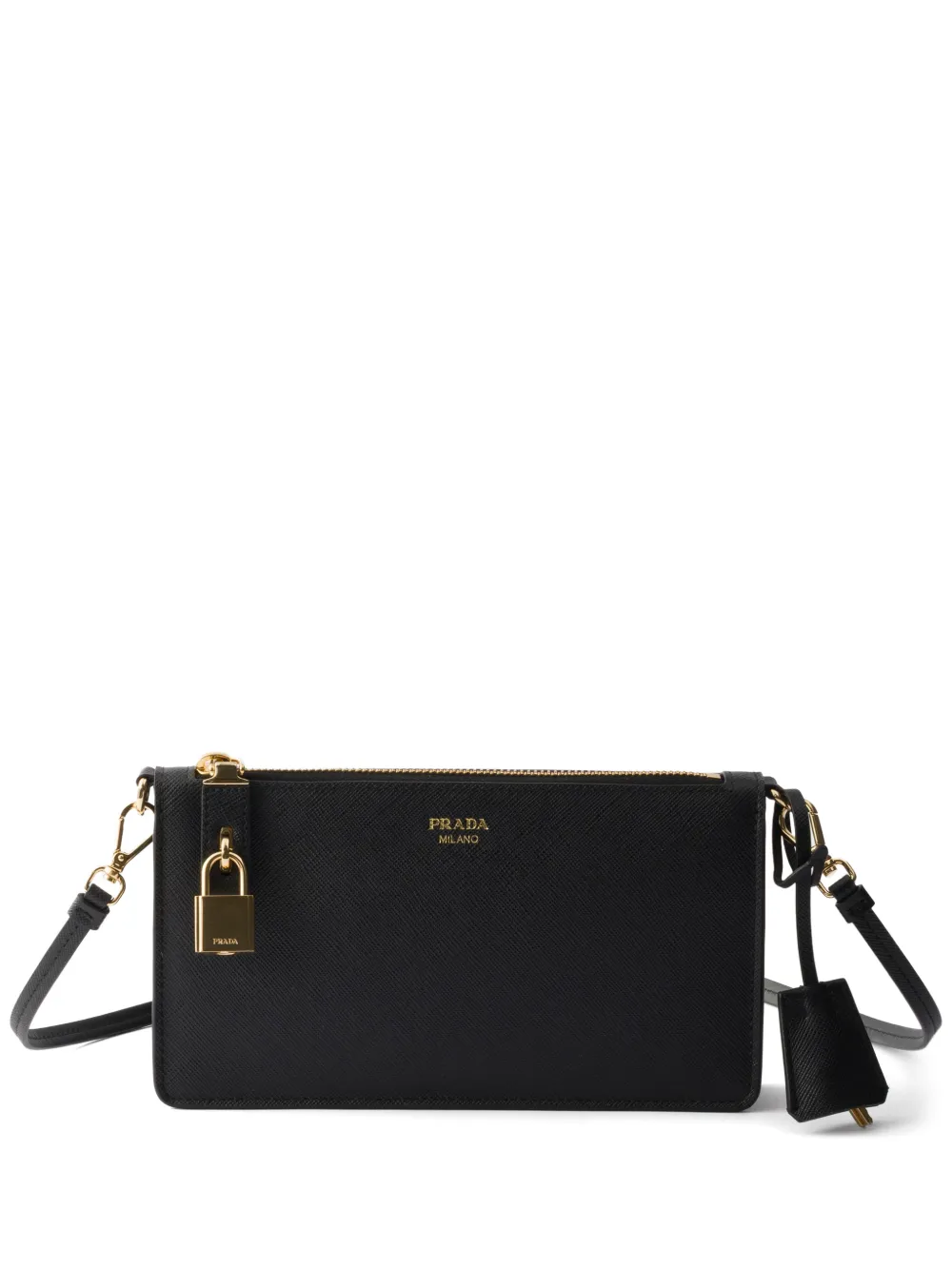Prada Saffiano leren smartphone buidel Zwart