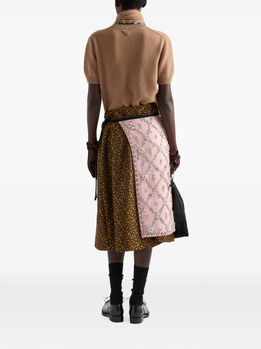 Prada Kasjmier trui met korte mouwen en sjaal Bruin