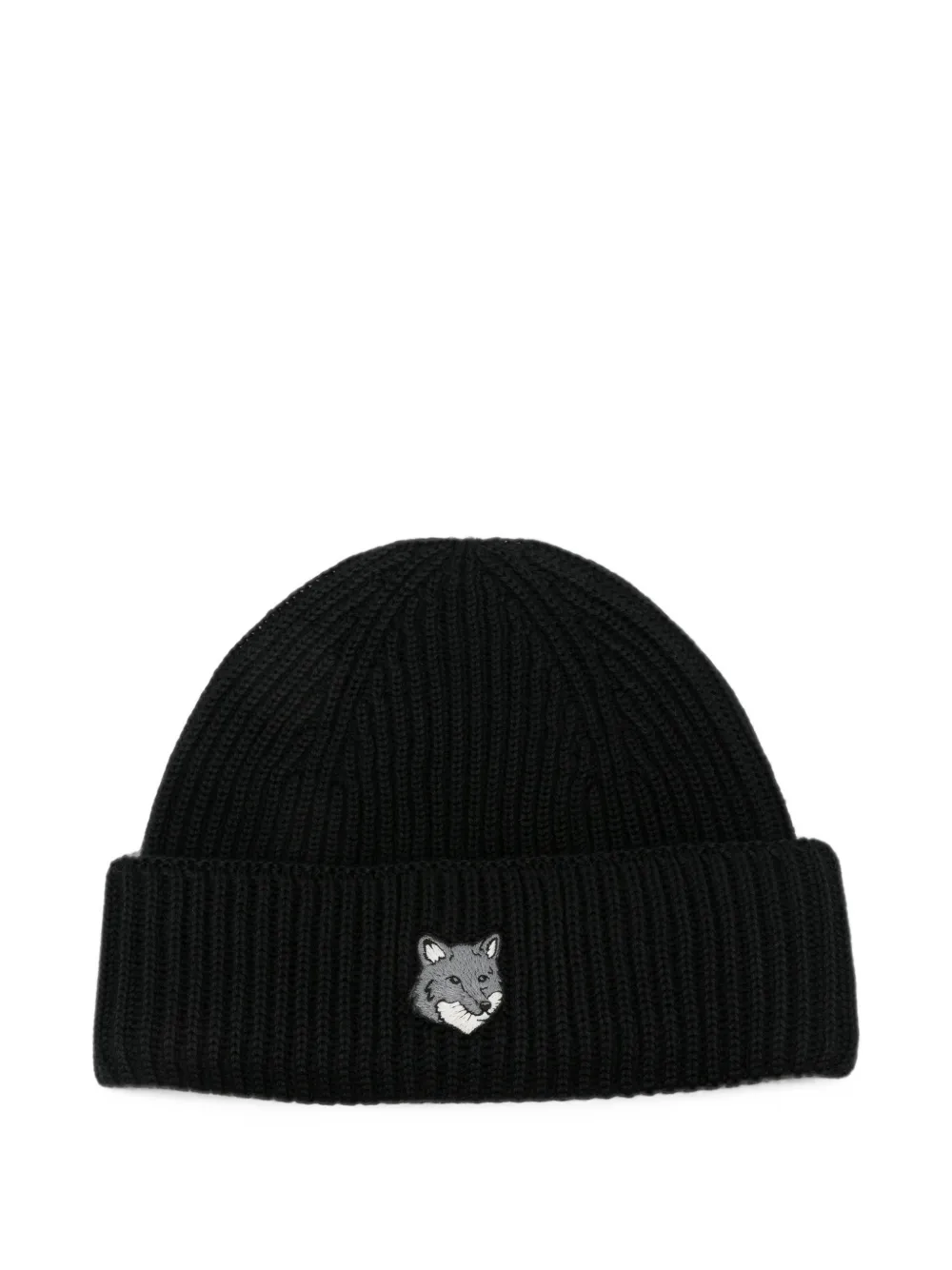 Maison Kitsuné ribbed-knit beanie hat - Schwarz