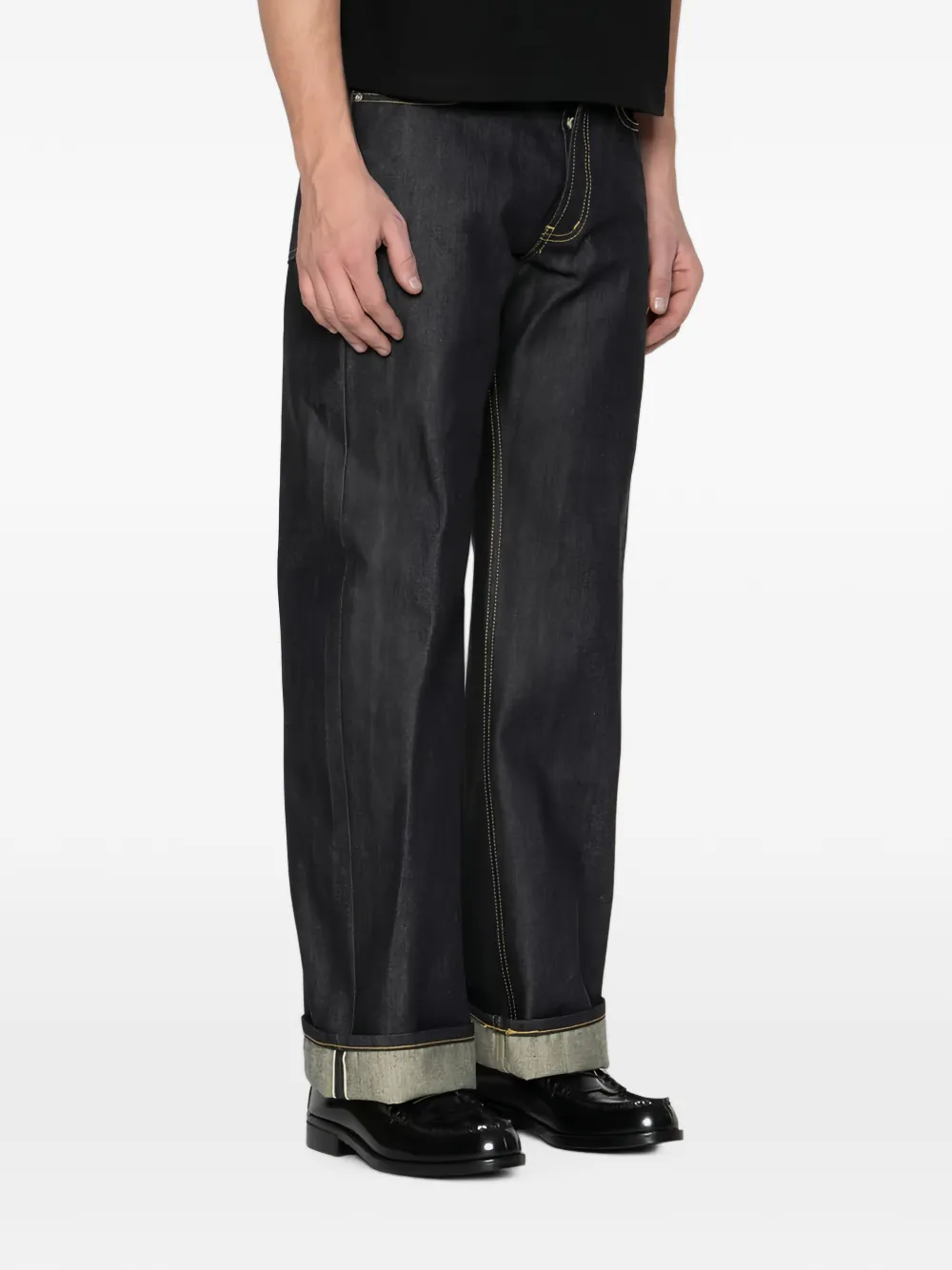 Naked and Famous Guardian II selvedge straight jeans Blauw