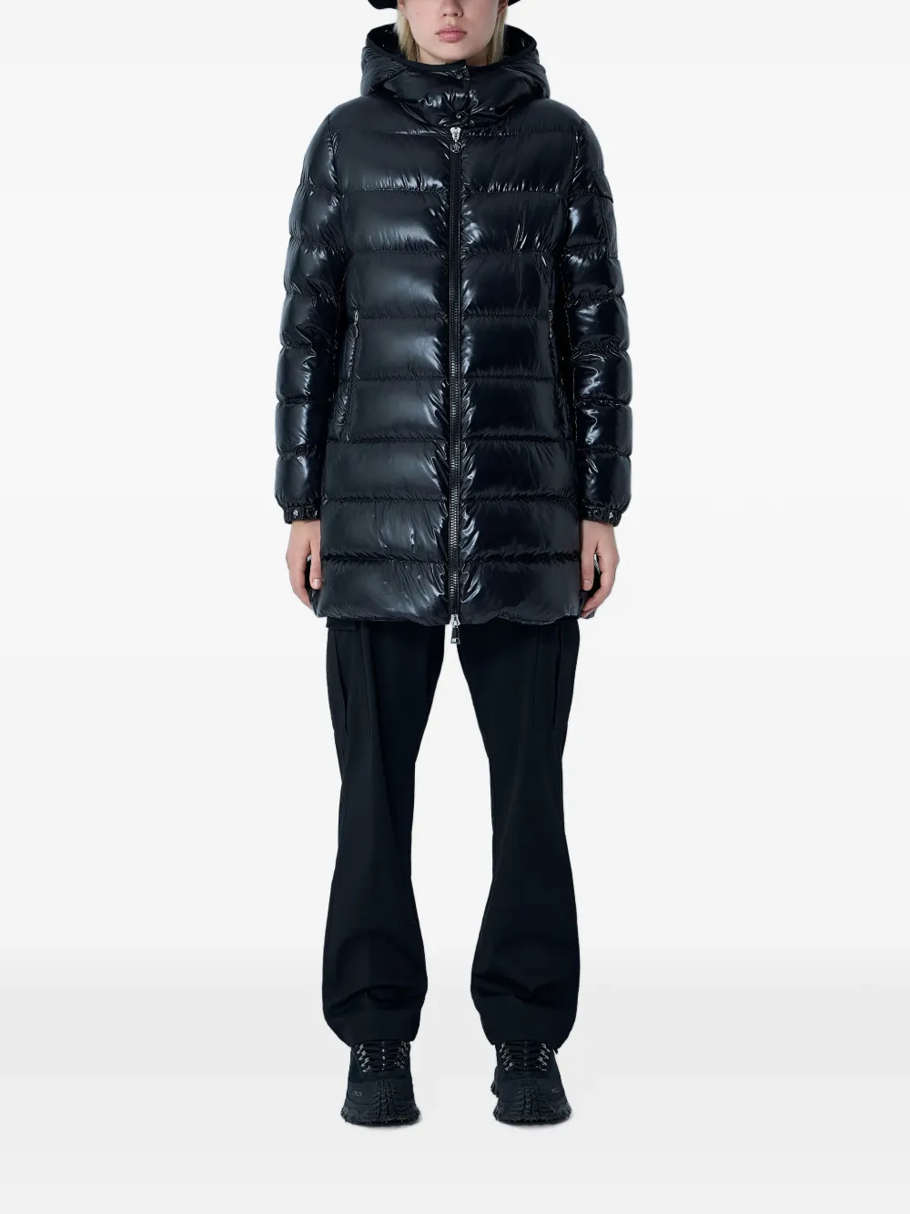 Moncler quilted hooded jacket Blauw