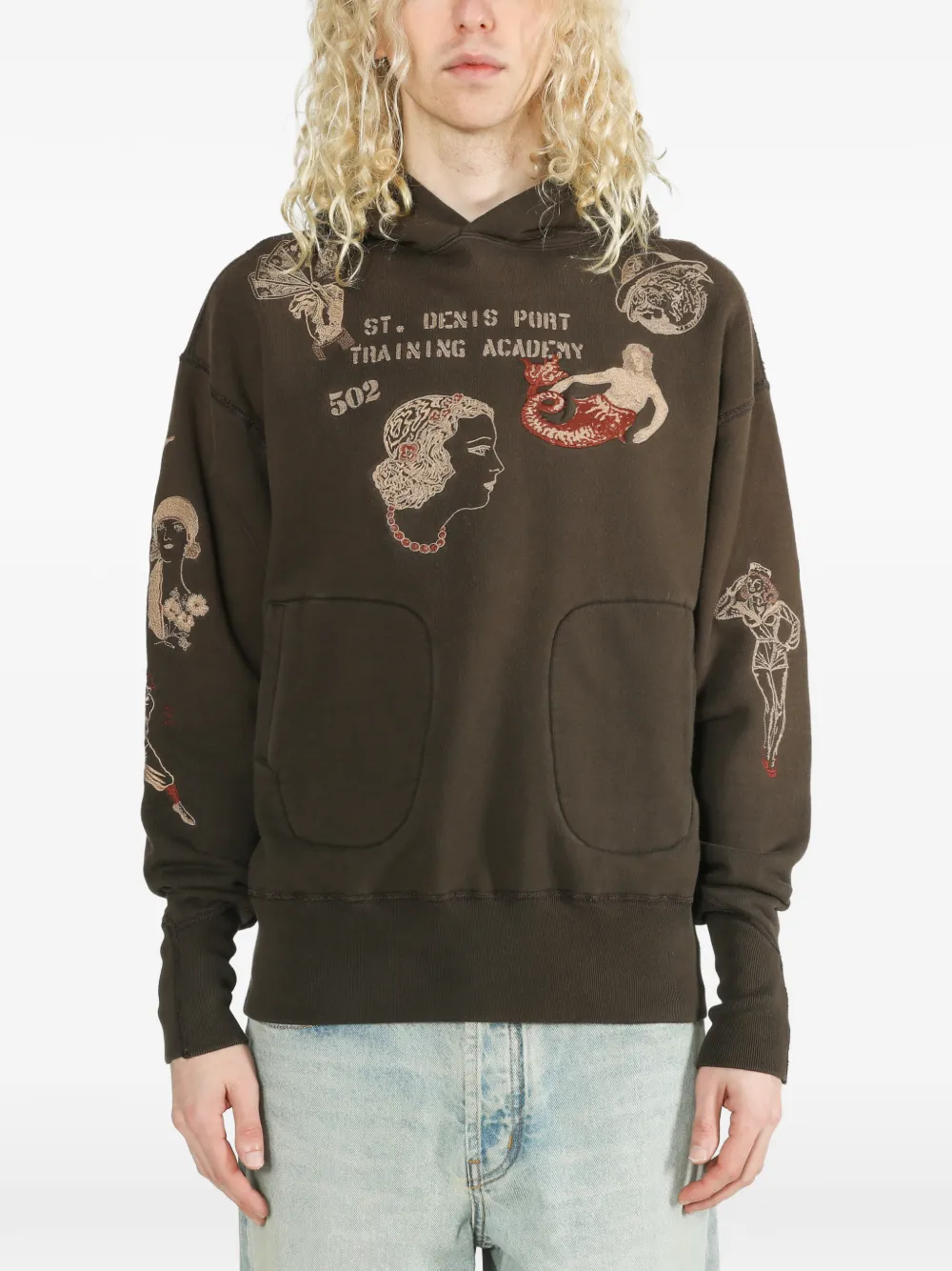 Samuel Zelig Duffle hoodie met borduurwerk Bruin
