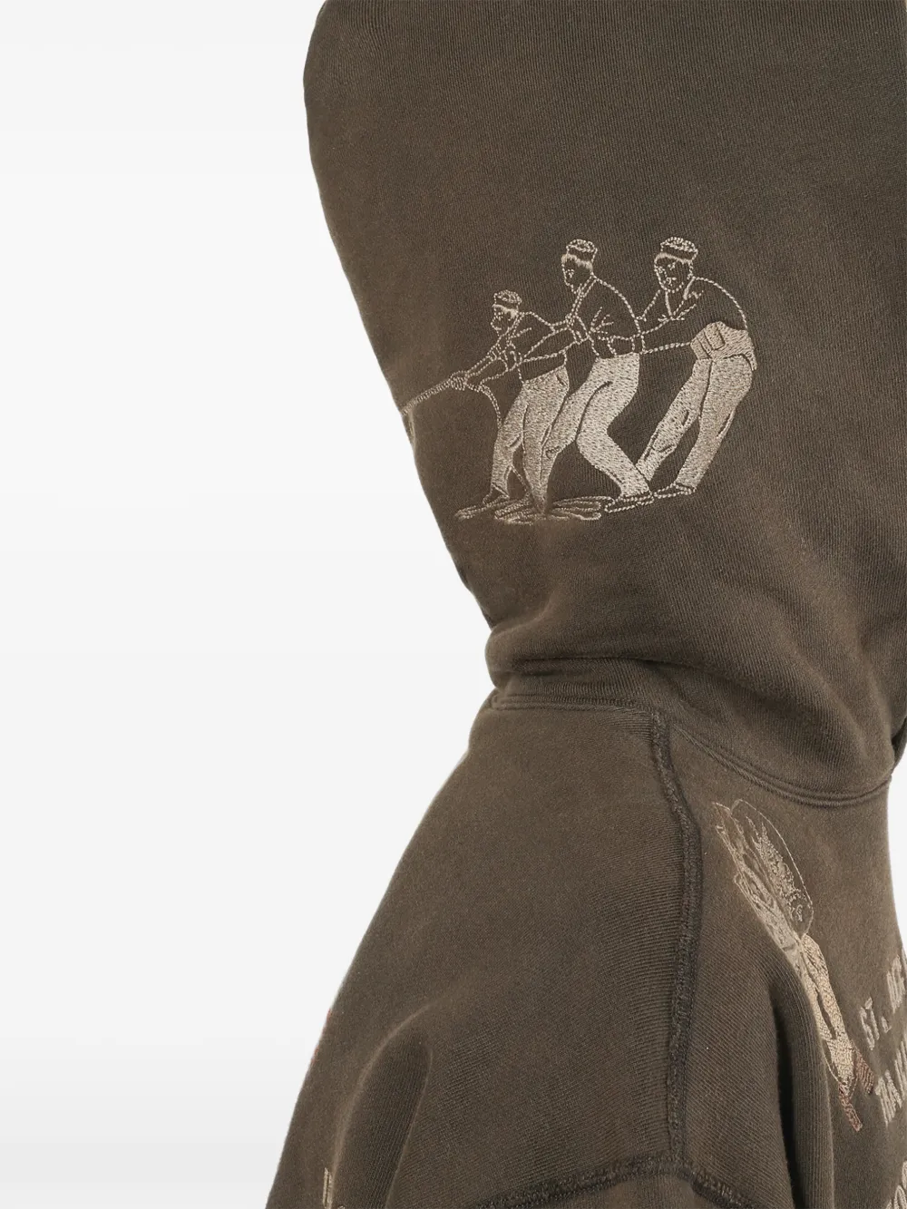 Samuel Zelig Duffle hoodie met borduurwerk Bruin