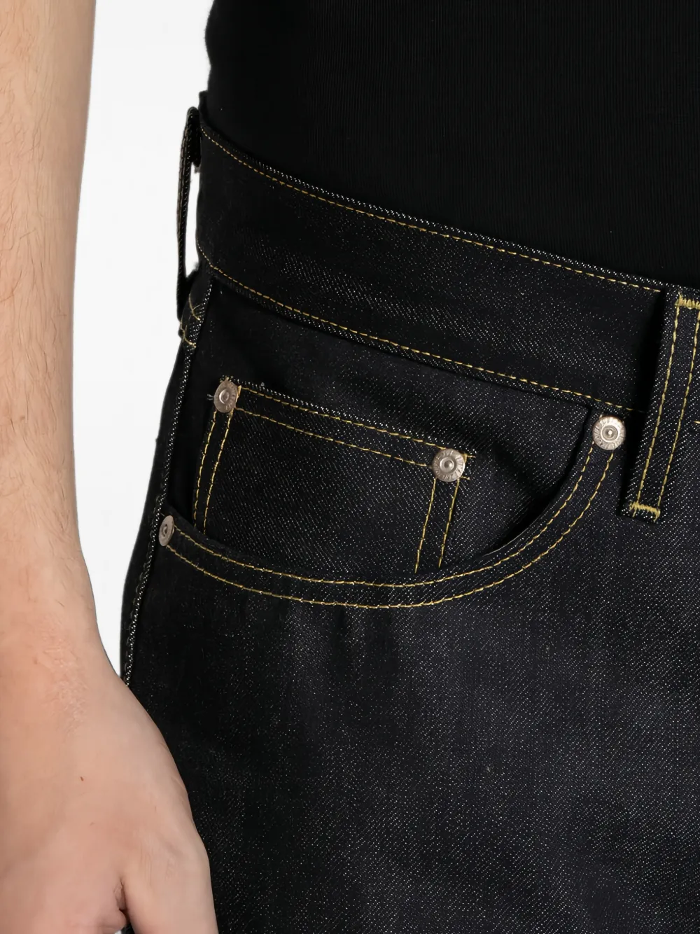 Naked and Famous Guardian II selvedge straight jeans Blauw
