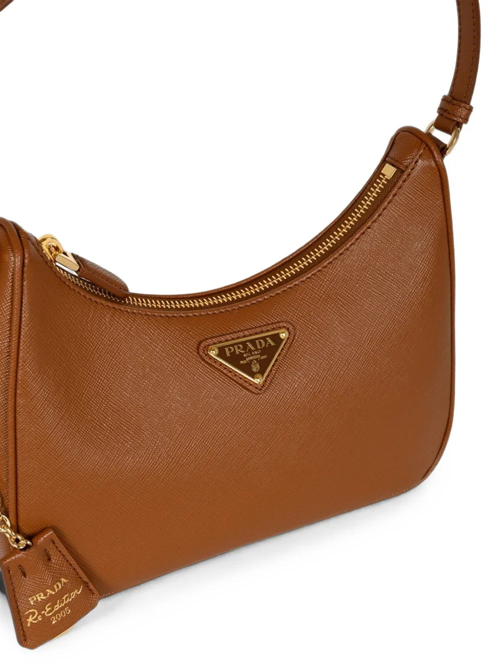 Prada Re-Edition 2005 Saffiano schoudertas Bruin