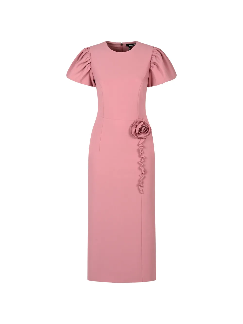 ROTATE BIRGER CHRISTENSEN floral-appliqué ruffled midi dress - Rosa