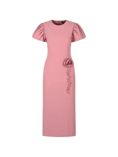 ROTATE BIRGER CHRISTENSEN floral-appliqué ruffled midi dress