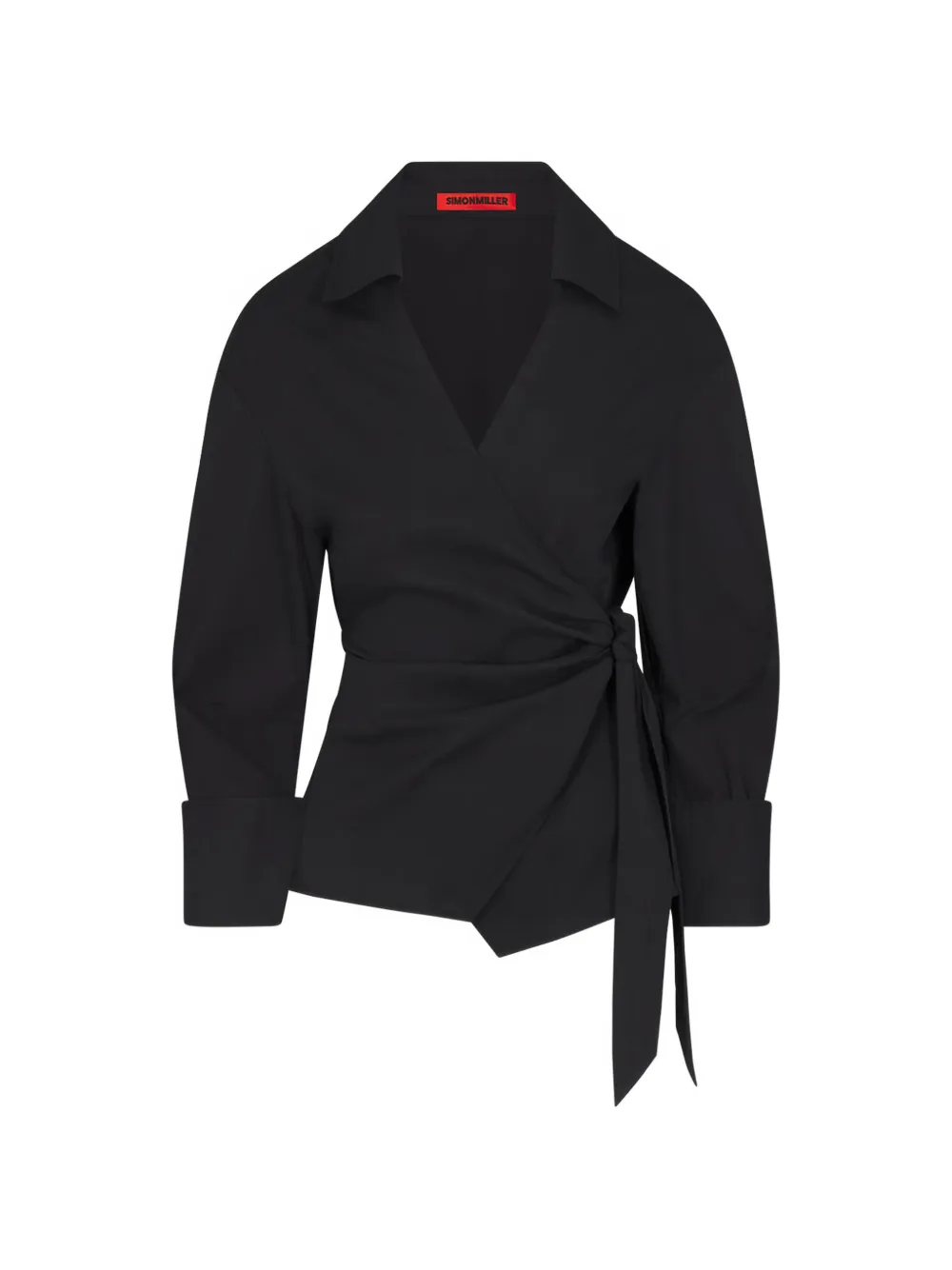 Simon Miller Anya Poplin Wrap Blouse In Black