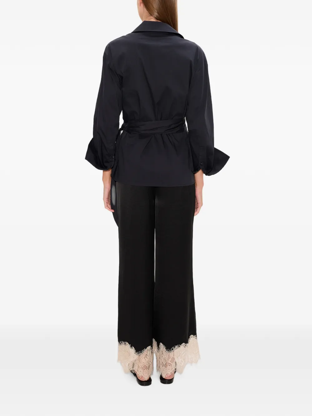 Simon Miller Anya popeline wikkelblouse Zwart
