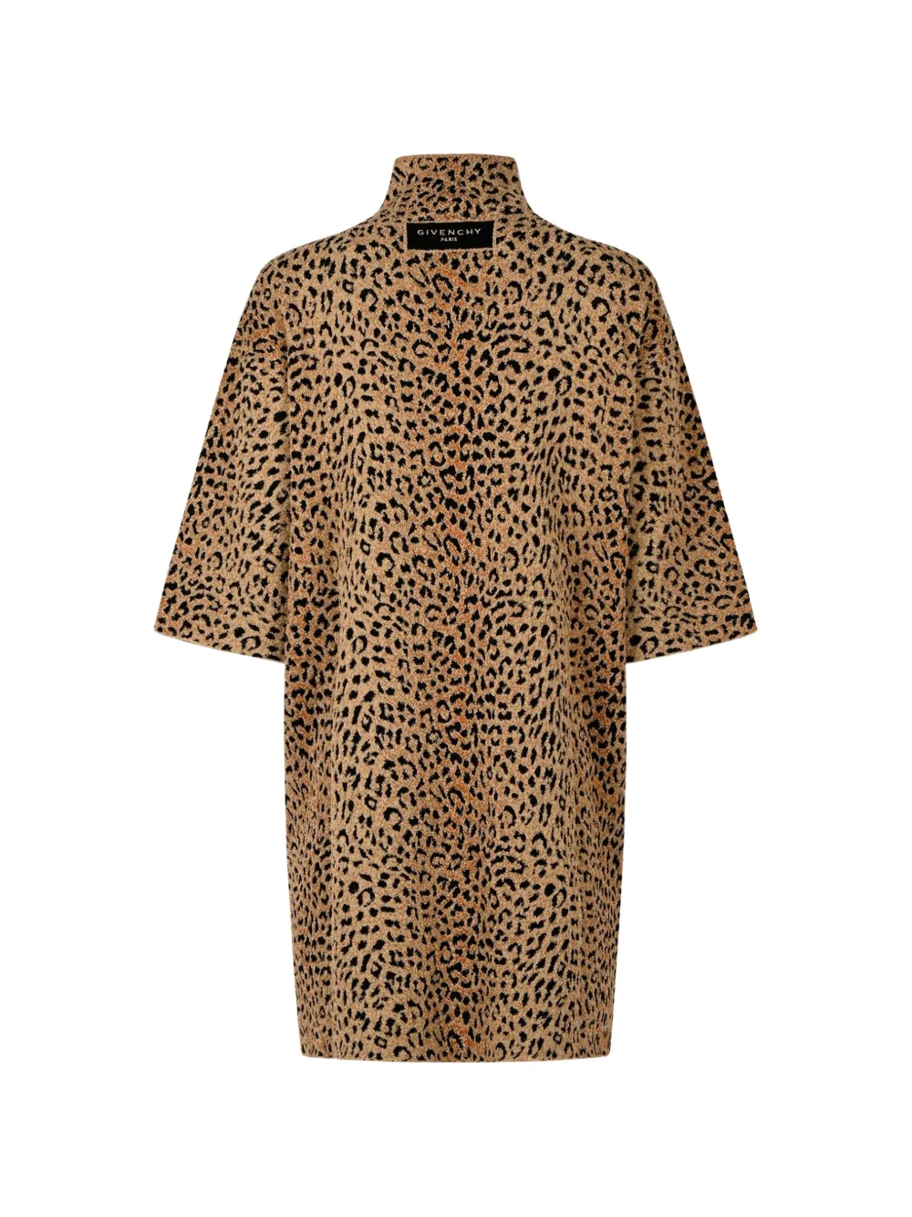 Givenchy Mini-jurk met luipaardprint en hoge hals Beige