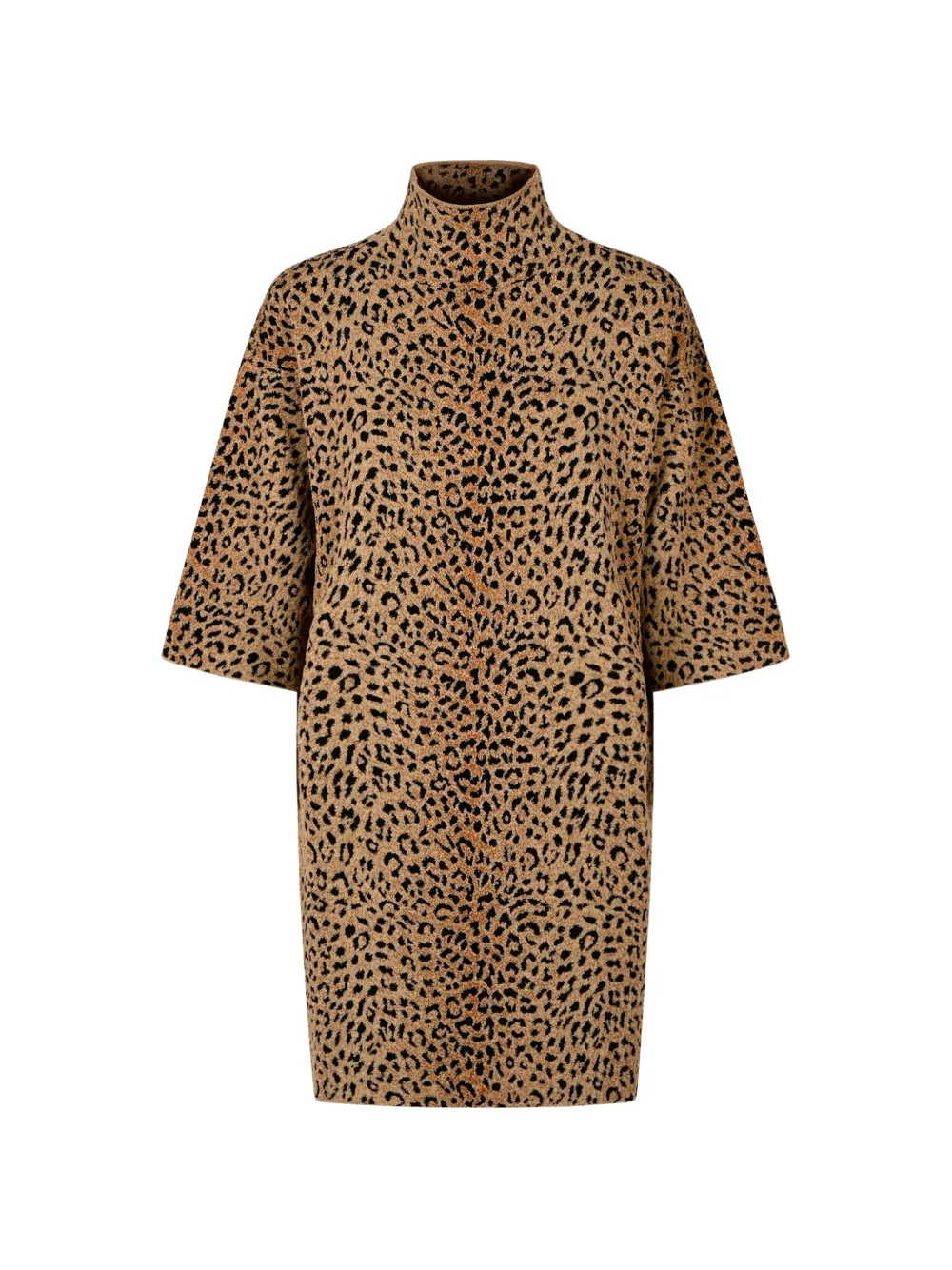 Givenchy Leopard-print High-neck Mini Dress In Neutrals