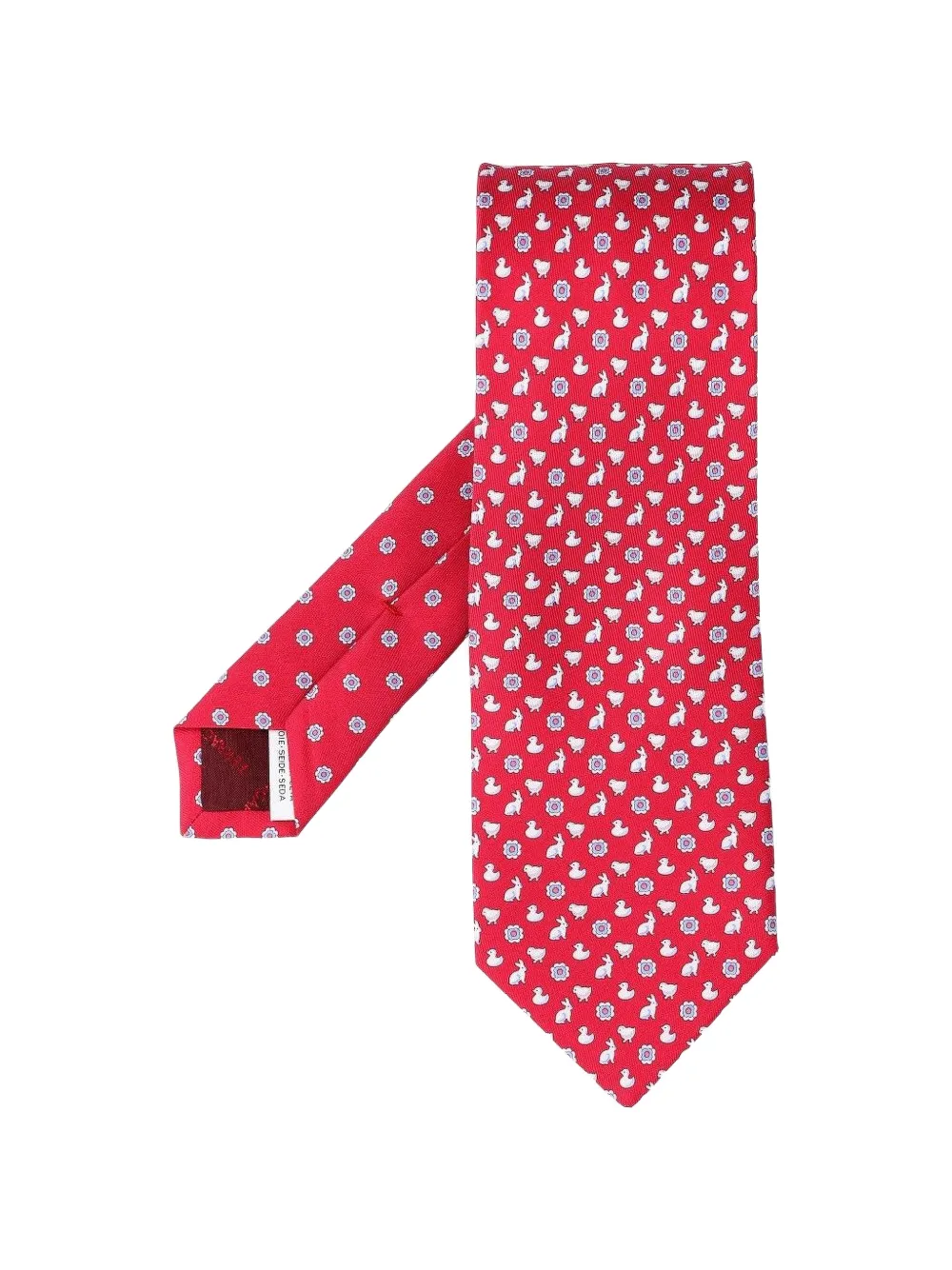 Ferragamo charms-print silk tie - Rosso