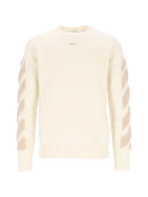 Off-White Diagonals fuzzy-knit crewneck sweater