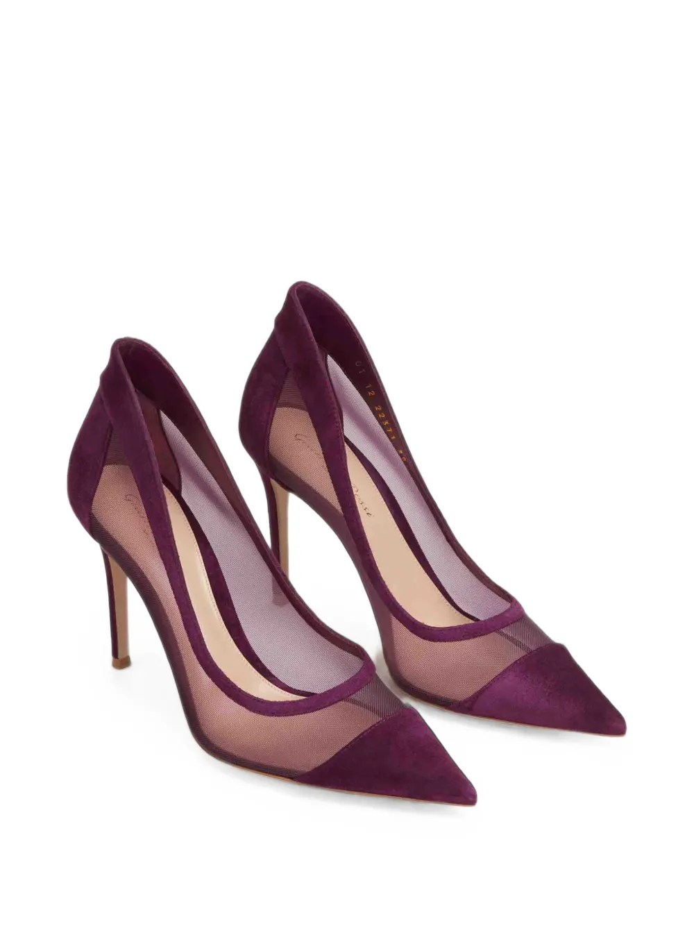 Gianvito Rossi mesh-panelled suede pumps Paars
