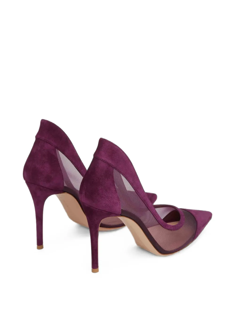 Gianvito Rossi mesh-panelled suede pumps Paars