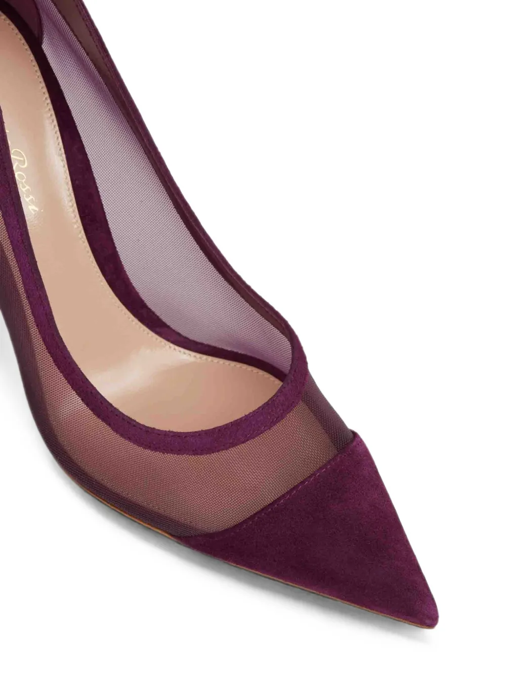 Gianvito Rossi mesh-panelled suede pumps Paars