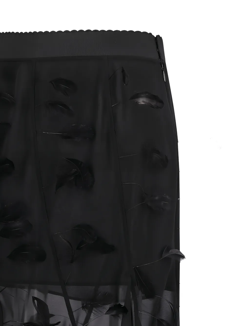 The Attico Asymmetrische midi-rok verfraaid met veren Zwart