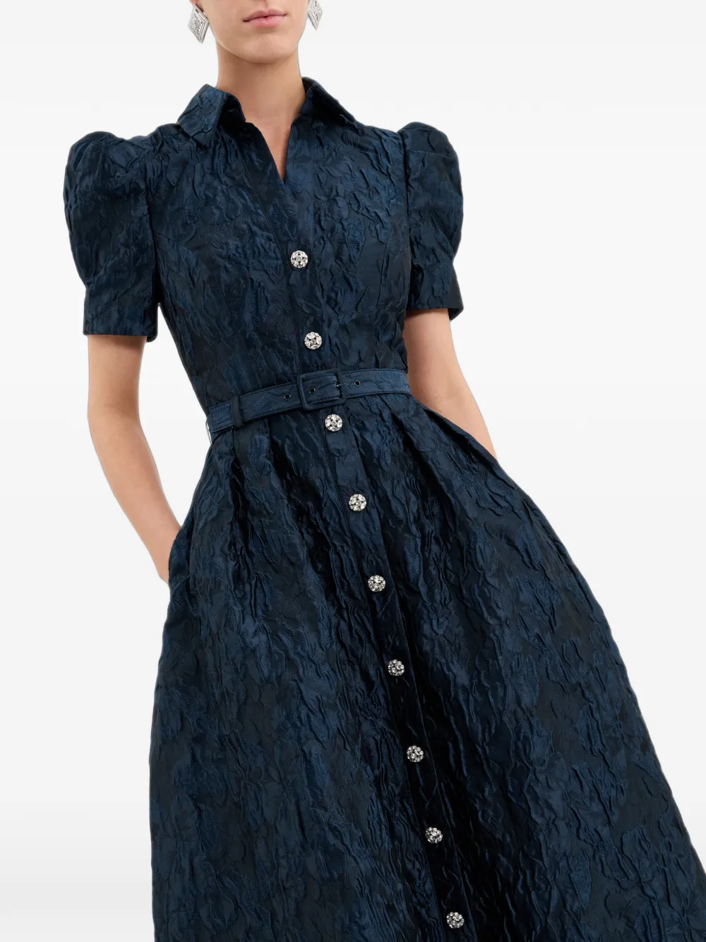 Rebecca Vallance Cascades midi-jurk met korte mouwen Blauw
