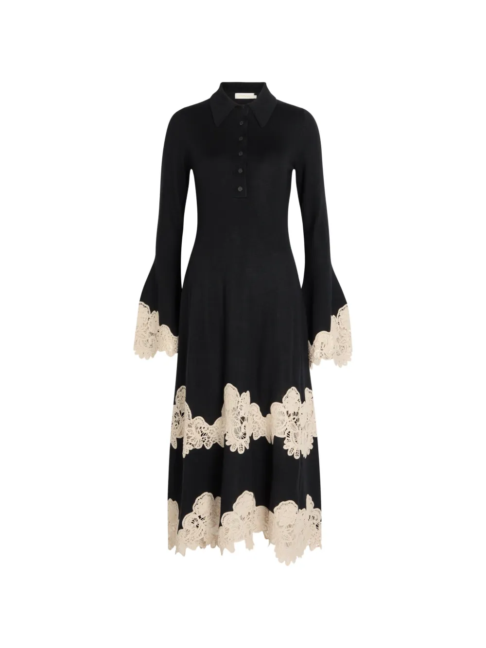 ZIMMERMANN Valiant lace-trim bell-sleeve midi dress