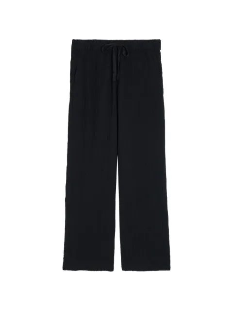 Eileen Fisher crinkled drawstring-waist straight trousers