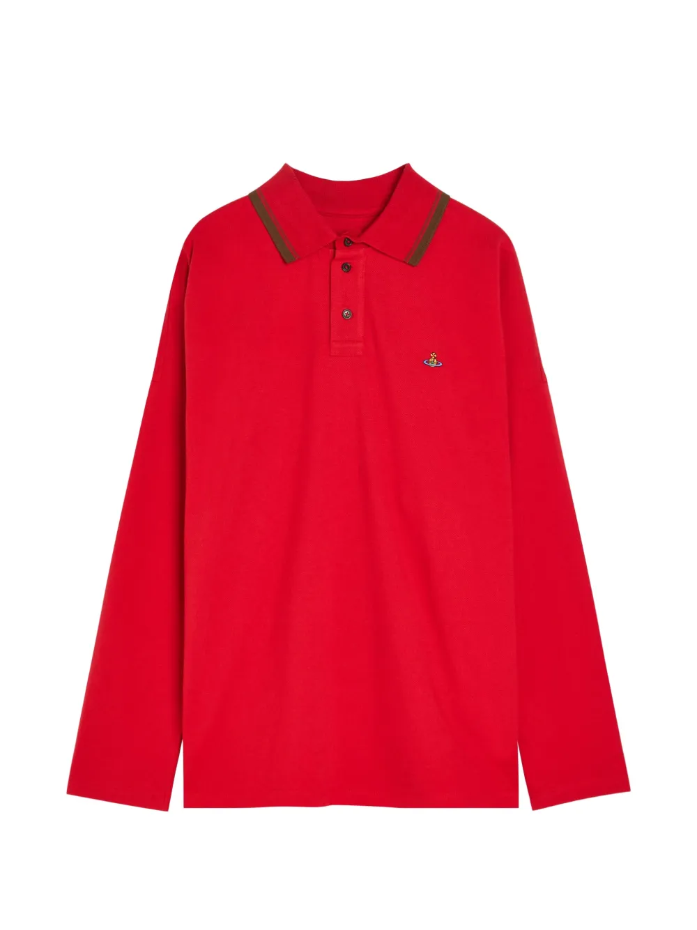Vivienne Westwood Orb-embroidered long-sleeve polo shirt - Rosso