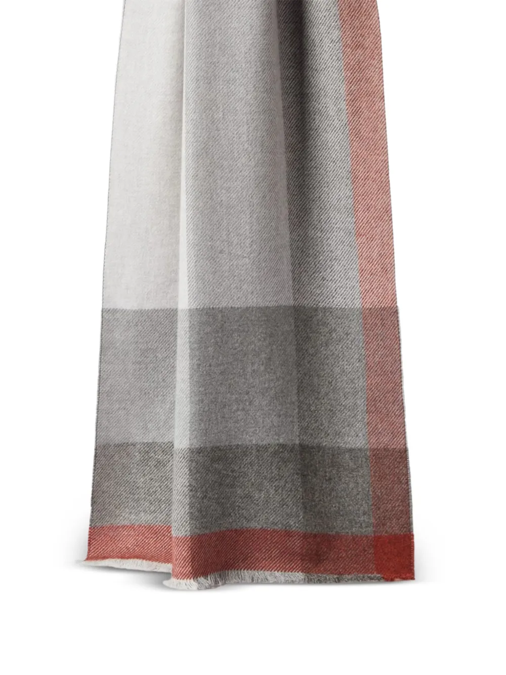 Brunello Cucinelli Geruite twill sjaal van wol en kasjmier Wit