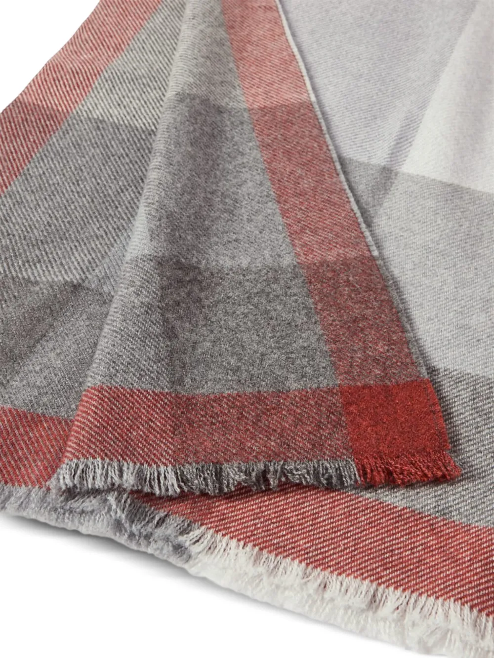 Brunello Cucinelli Geruite twill sjaal van wol en kasjmier Wit