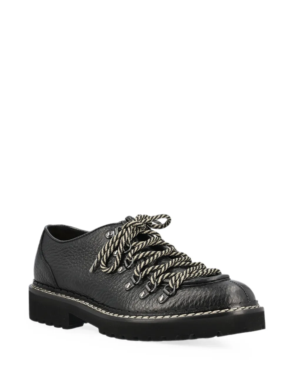 Doucal's grained-leather lace-up Derby shoes Zwart