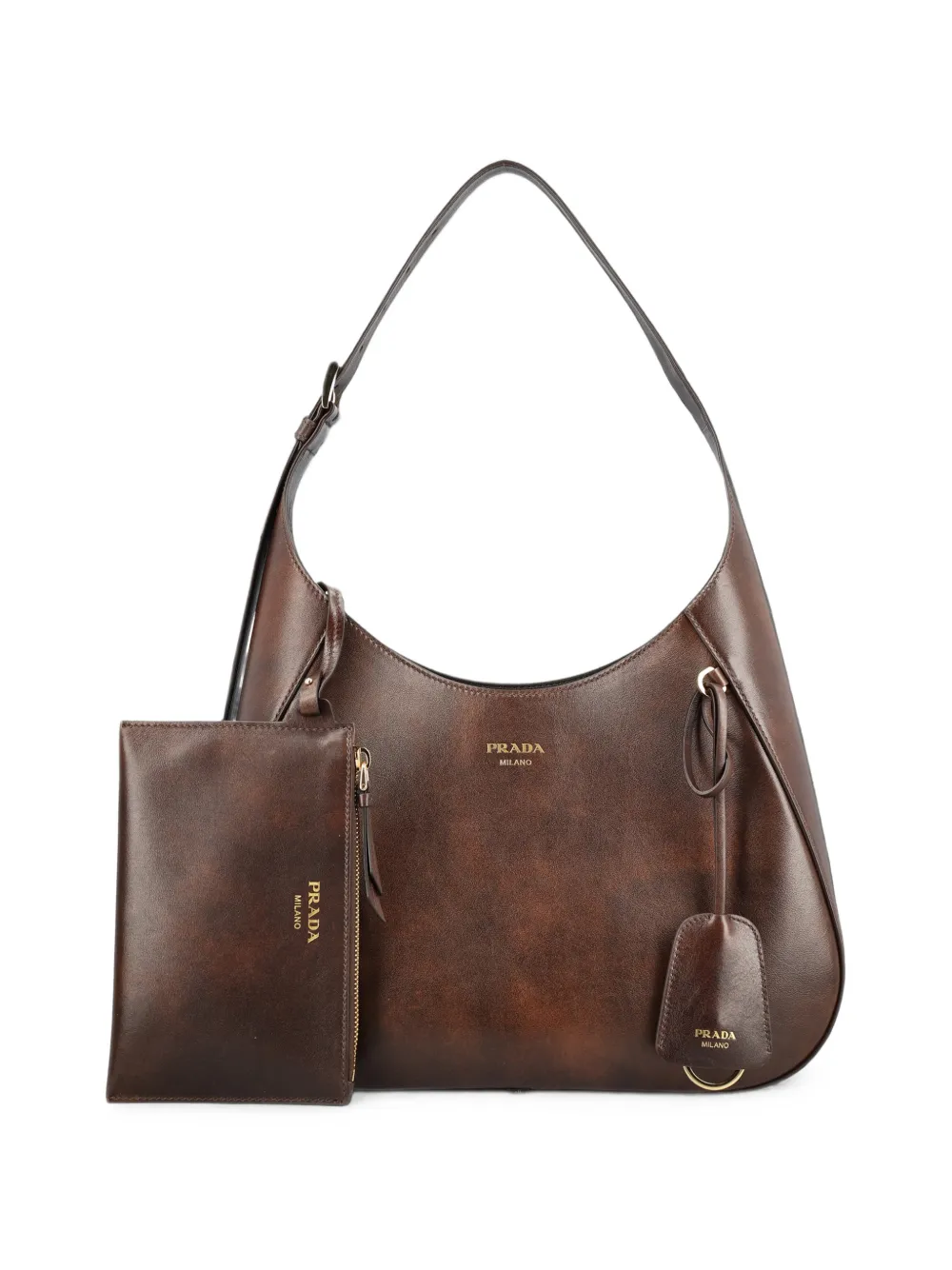 Prada boogie medium leather bag - Marrone