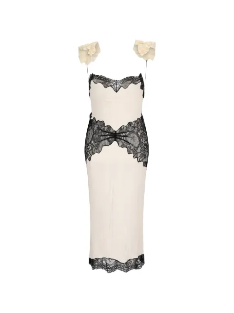 The Attico lace-trim ruffled midi dress