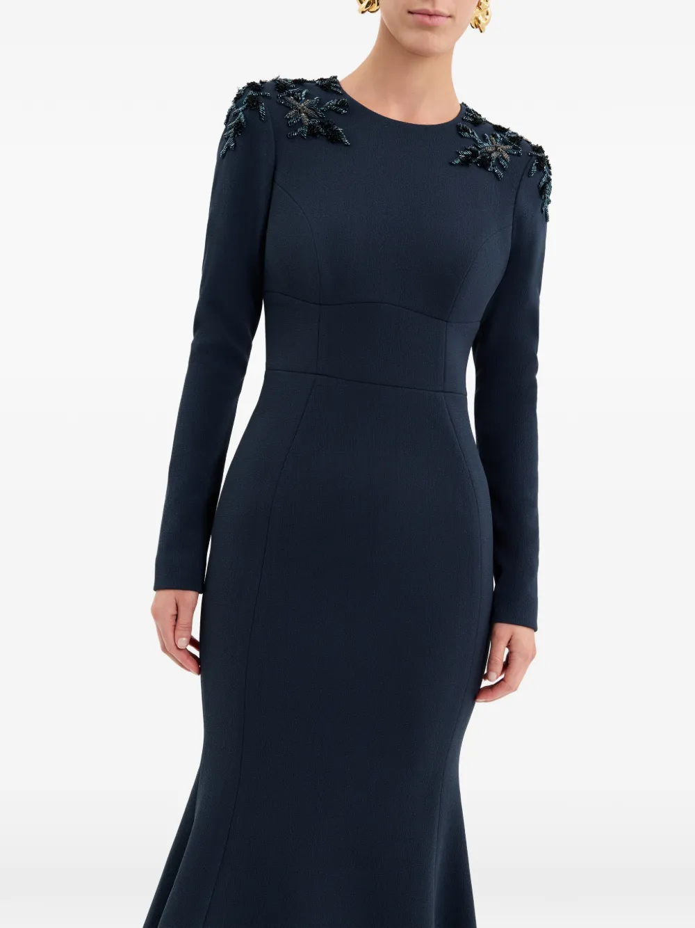 Rebecca Vallance Adrienne avondjurk met lange mouwen Blauw