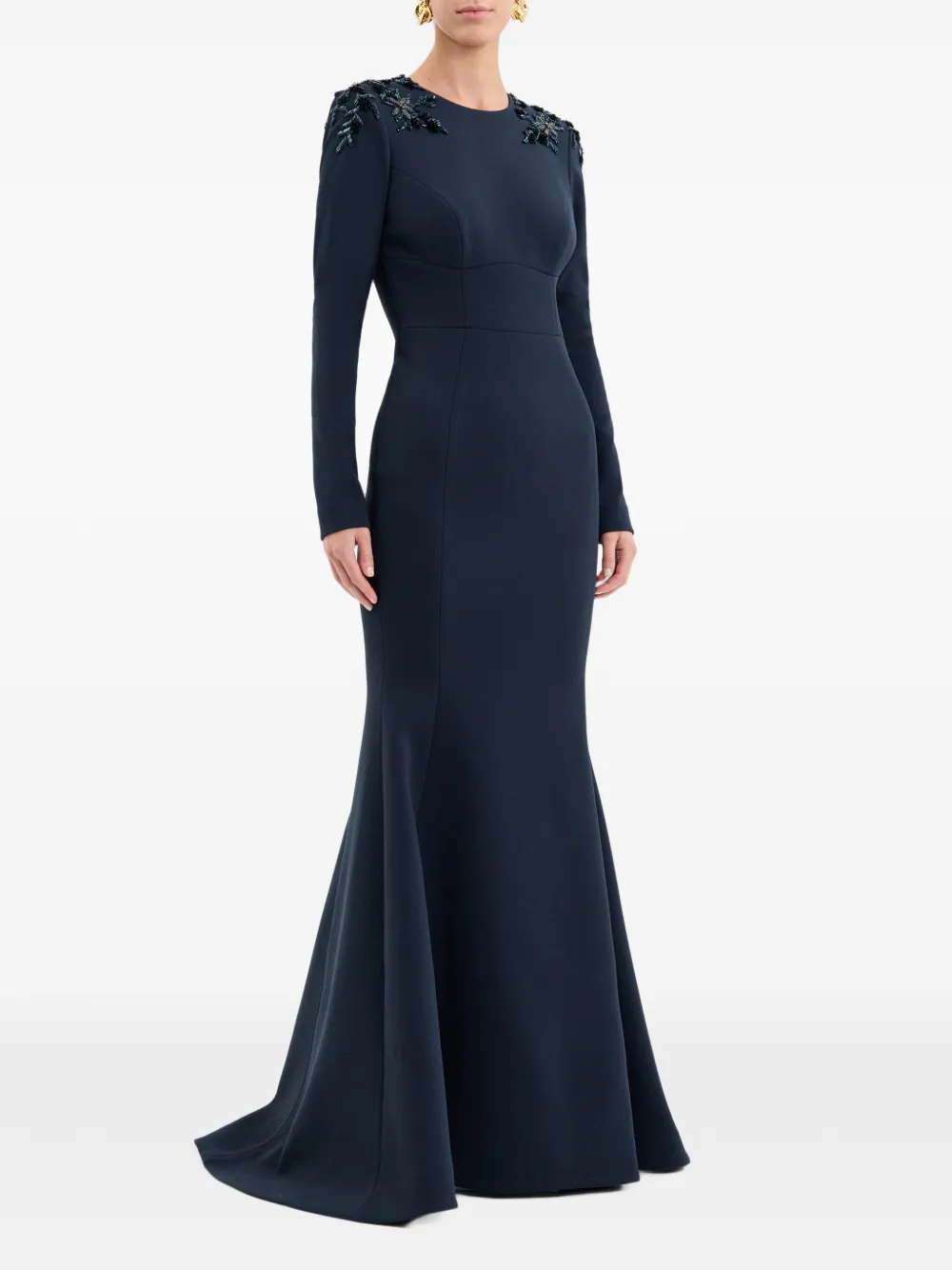 Rebecca Vallance Adrienne avondjurk met lange mouwen Blauw