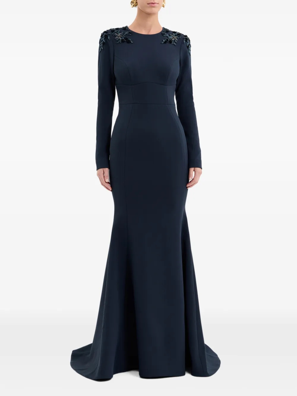 Rebecca Vallance Adrienne avondjurk met lange mouwen Blauw