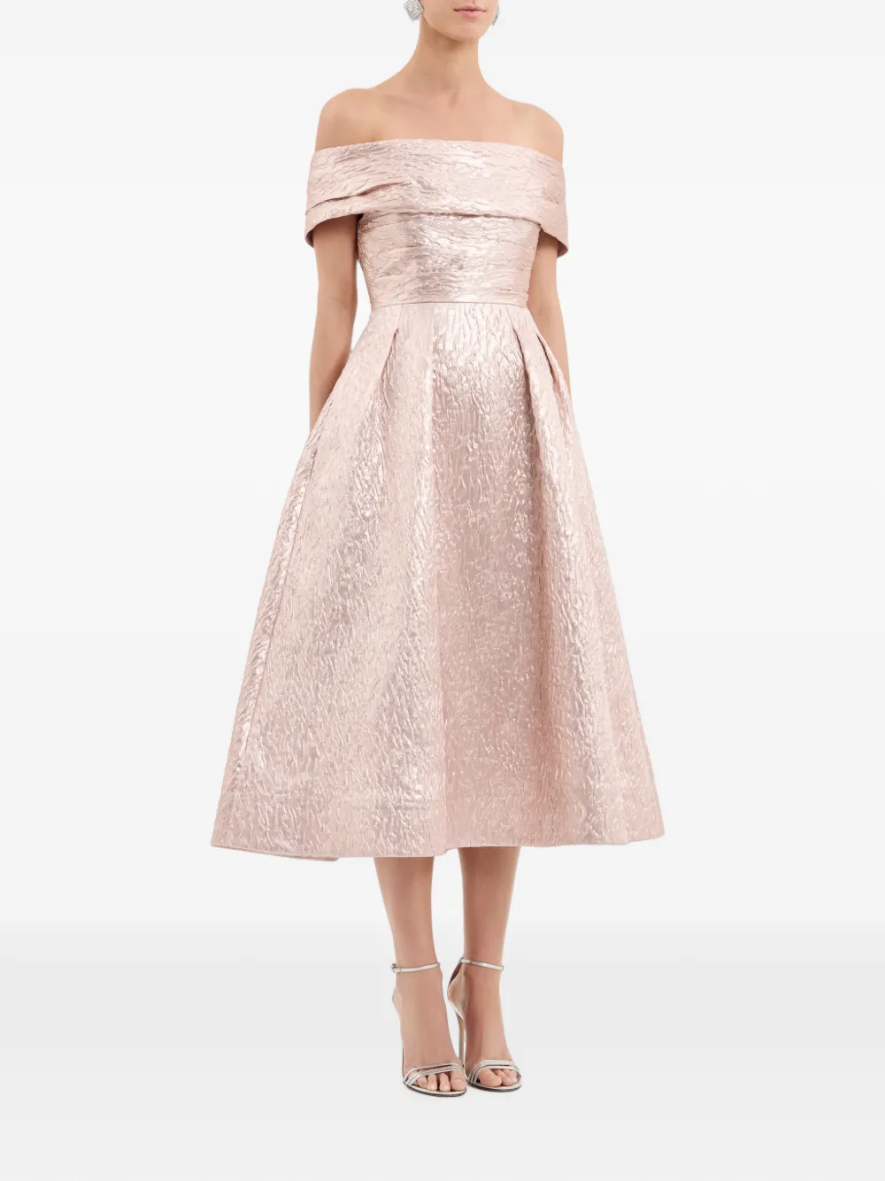 Rebecca Vallance Opaline off-shoulder midi-jurk Roze
