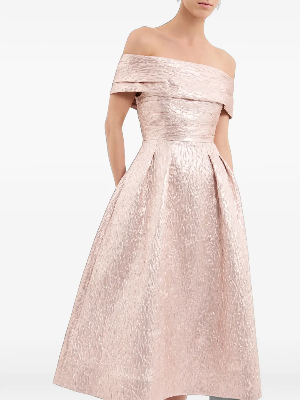Rebecca Vallance Opaline off-shoulder midi-jurk Roze